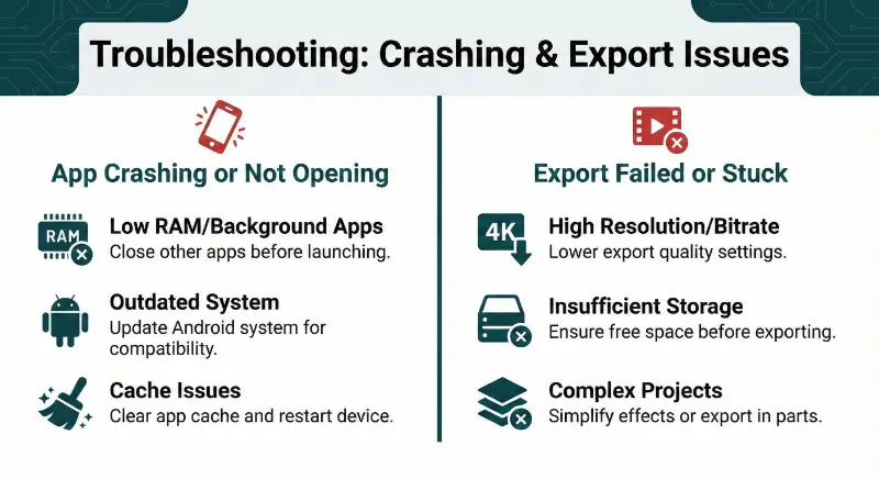 Troubleshooting capcut pro apk infographic