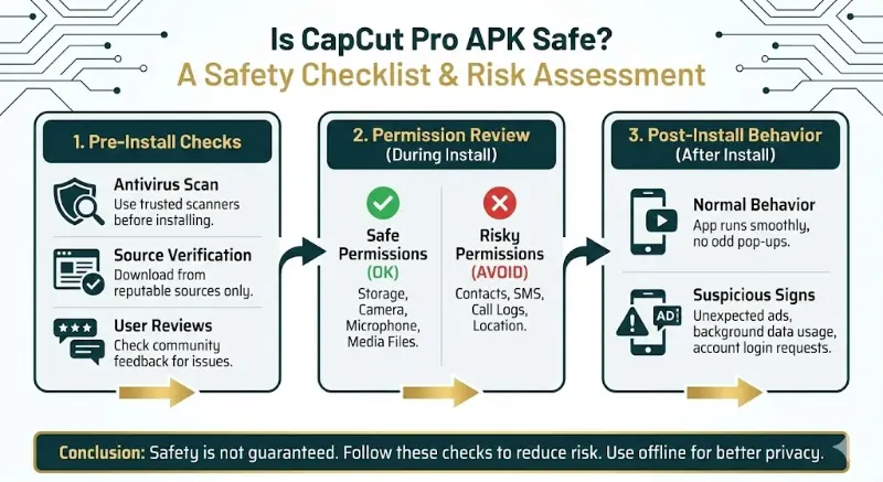 is capcut pro apk safe infographic