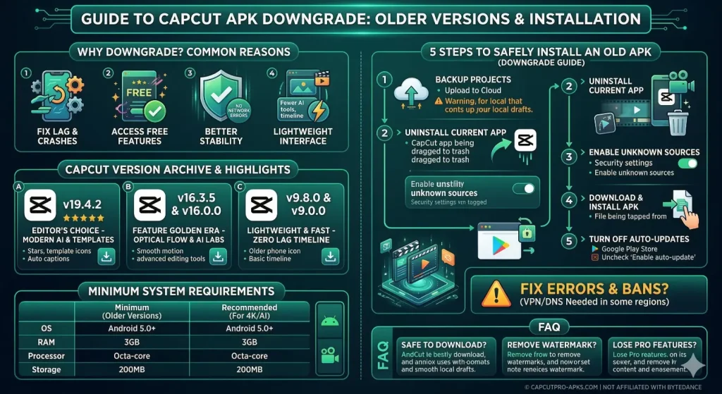 capcut old versions history comparison list
